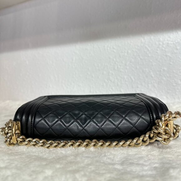 Chanel Black Leather Lambskin Medium Boy Bag Shoulder Bag Crossbody - Picture 9 of 9